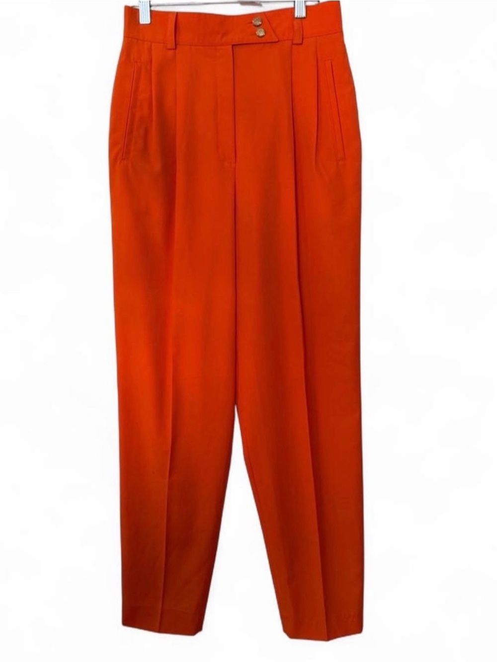 90s NWOT Mondi High Waisted Lightweight Wool Blend Pleated Trousers Orange